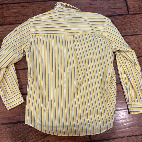 Chaps Easy Care men’s yellow striped button down long sleeve shirt chest pocket - Picture 10 of 12